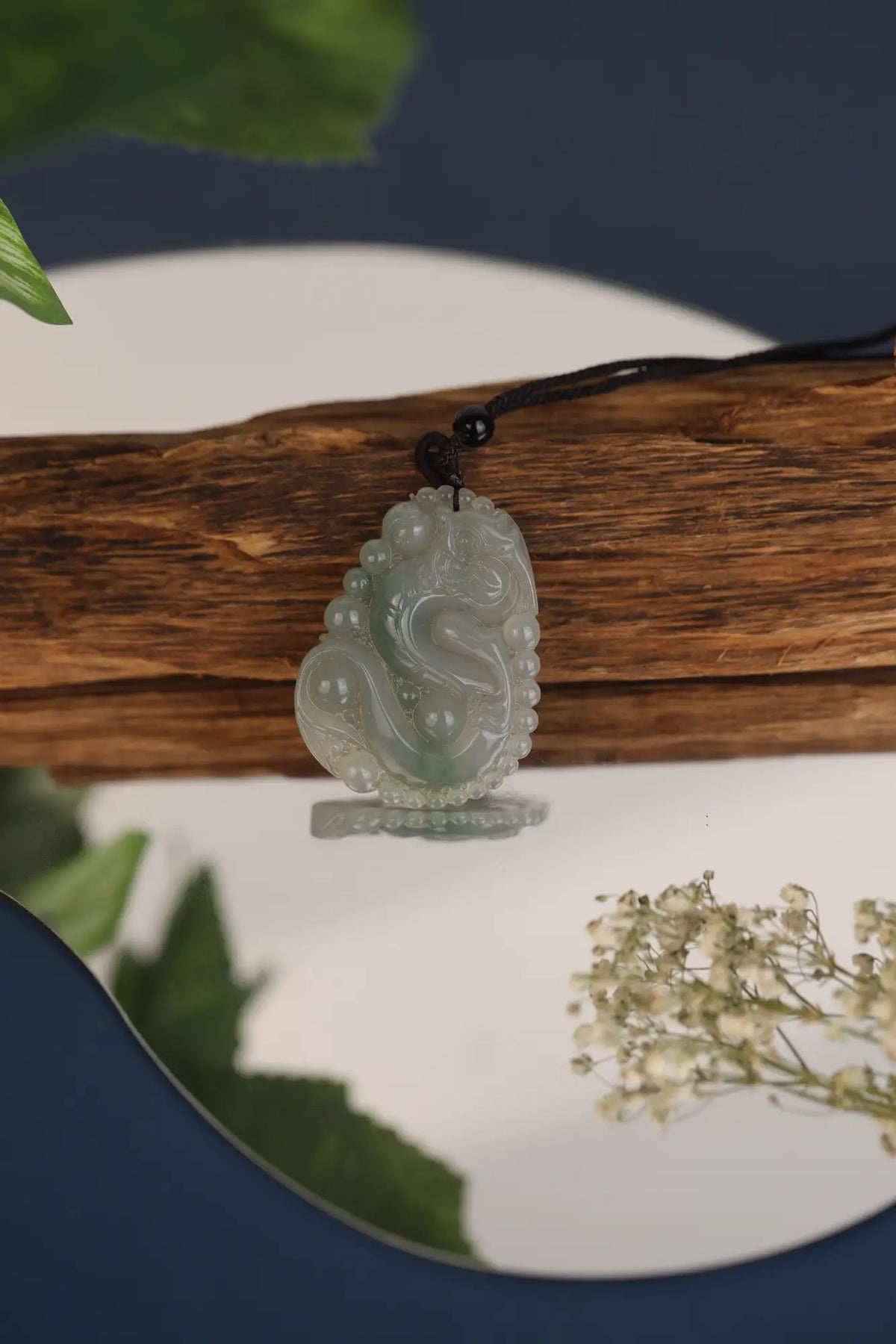 Jadeite Auspicious Green Dragon Pendant
